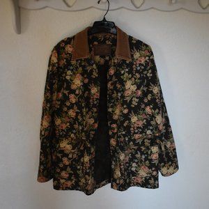 Ralph Lauren Green Floral Canvas Coat, size M